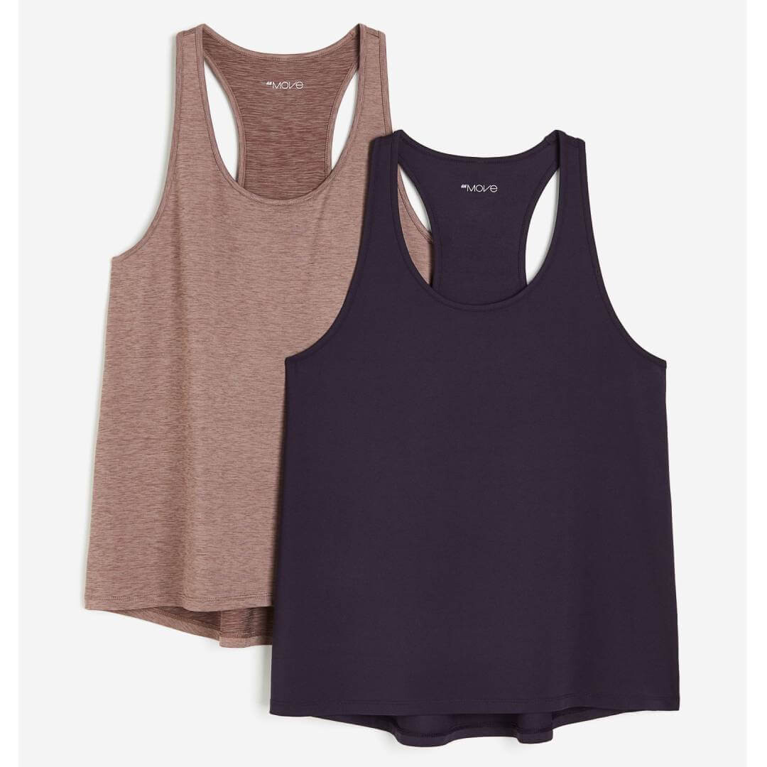 

Комплект спортивных топов H&M DryMove, 2 штуки, темно-фиолетовый/бежевый