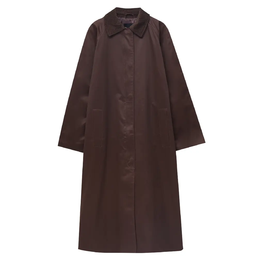 

Тренч Pull&Bear Long Waxed, коричневый