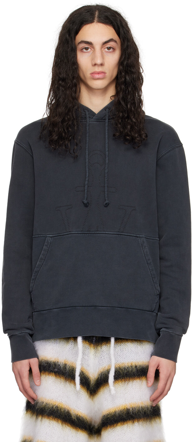 

Черный худи с вышивкой JW Anderson