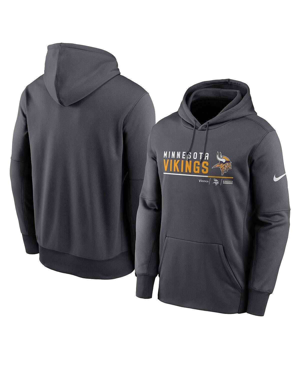 

Мужская толстовка с капюшоном minnesota vikings prime logo name цвета антрацит с разрезом Nike