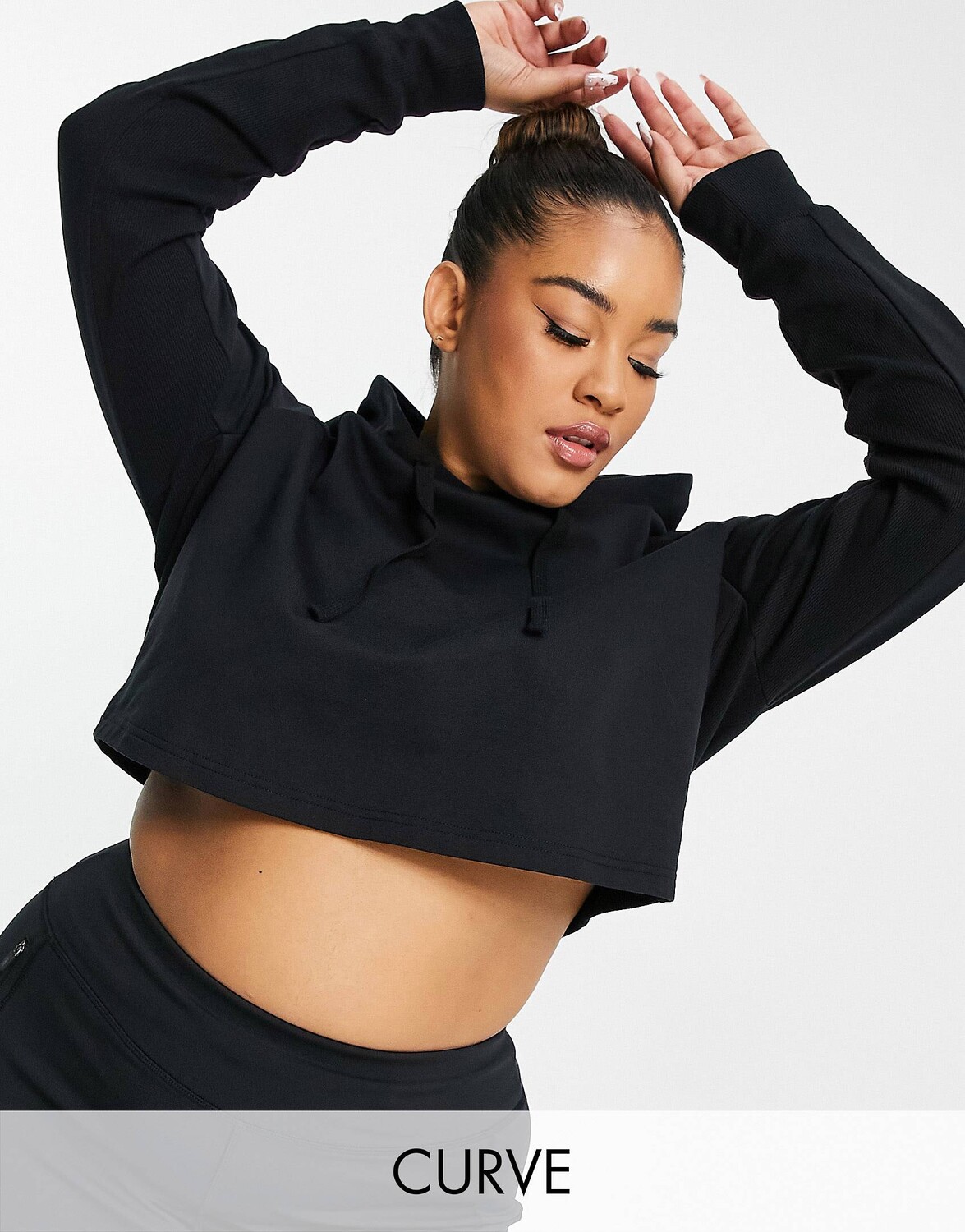 

Спортивная худи из джерси с петлей ASOS 4505 Curve icon co ord, Черный