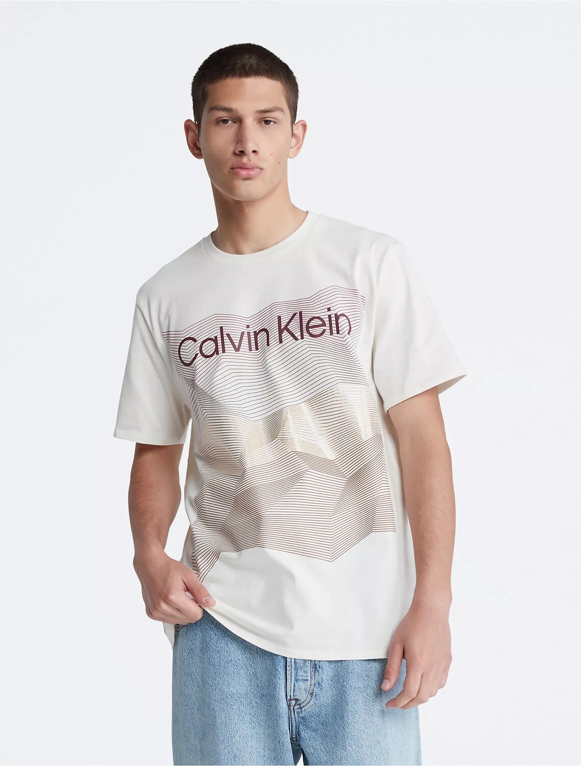 

Футболка Calvin Klein Metallic Graphic Logo Crewneck, кремовый