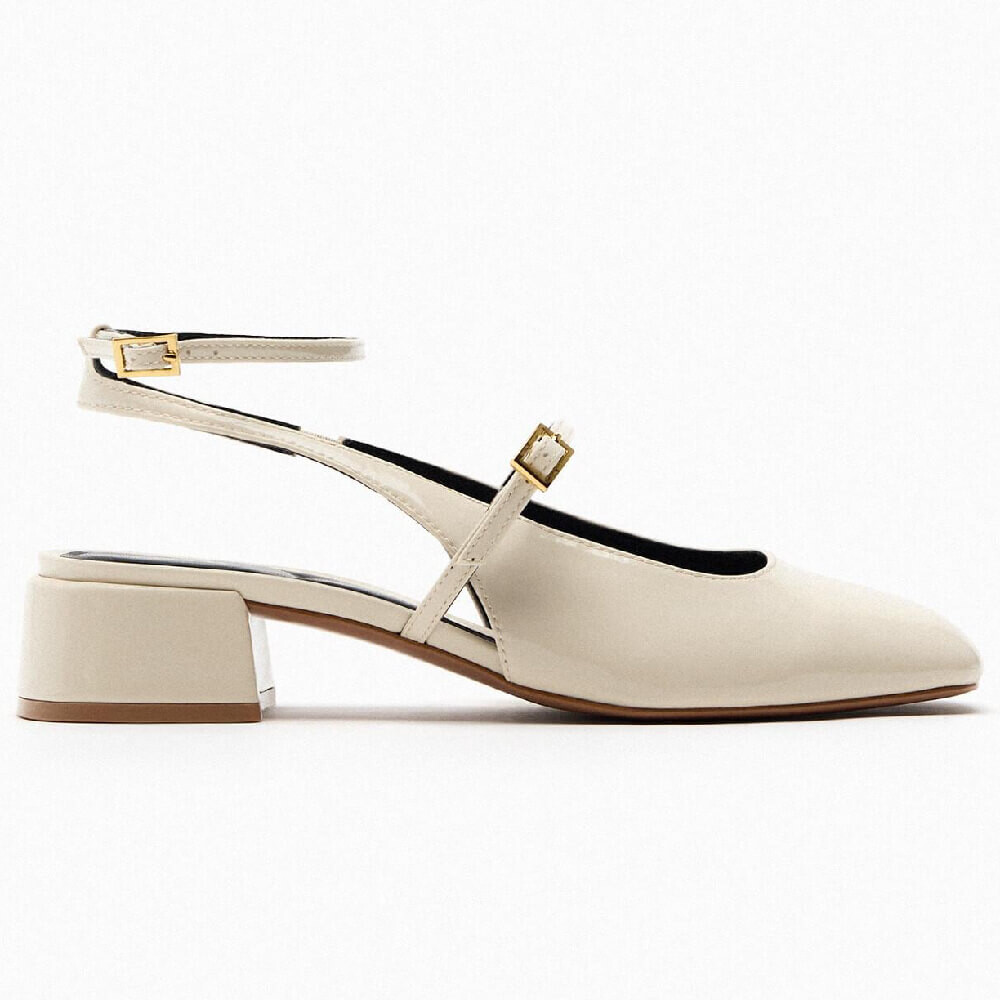 

Туфли Zara Block Heel Slingback, белый