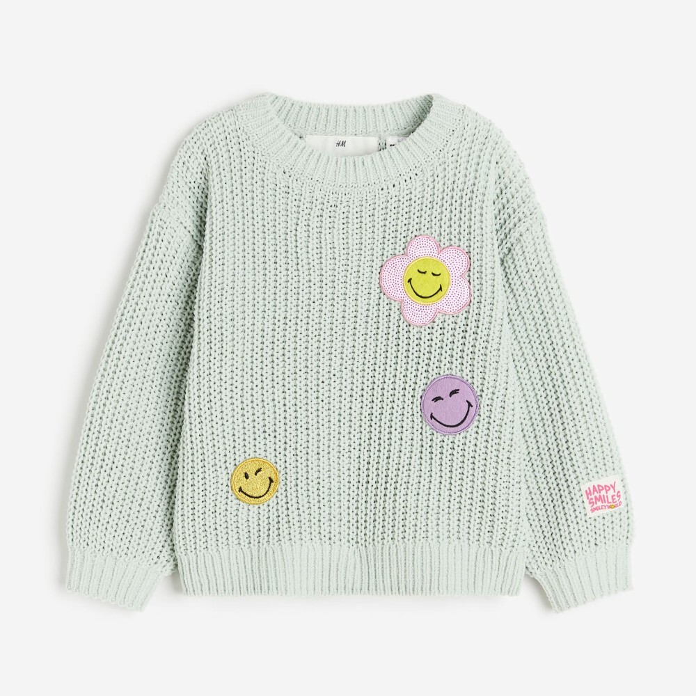 

Свитшот H&M Kids Chenille SmileyWorld, светло-зеленый