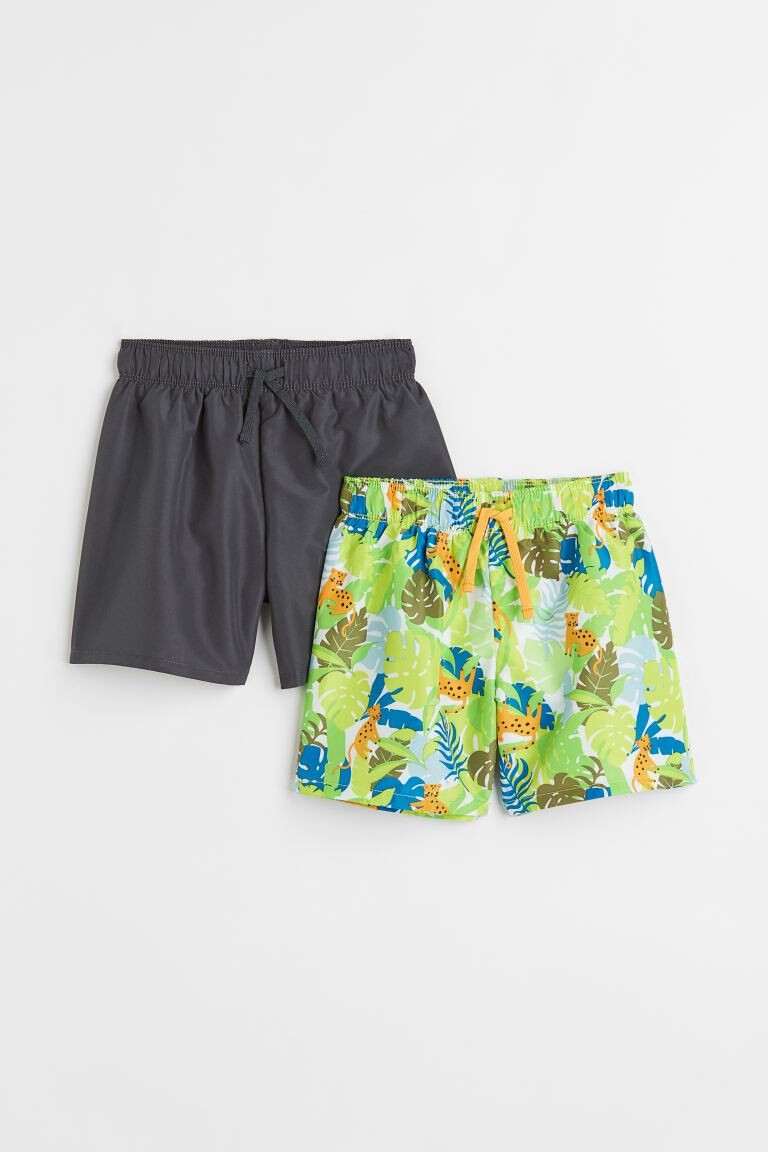 

2 пары плавательных шорт H&M Leaf Print, зеленый