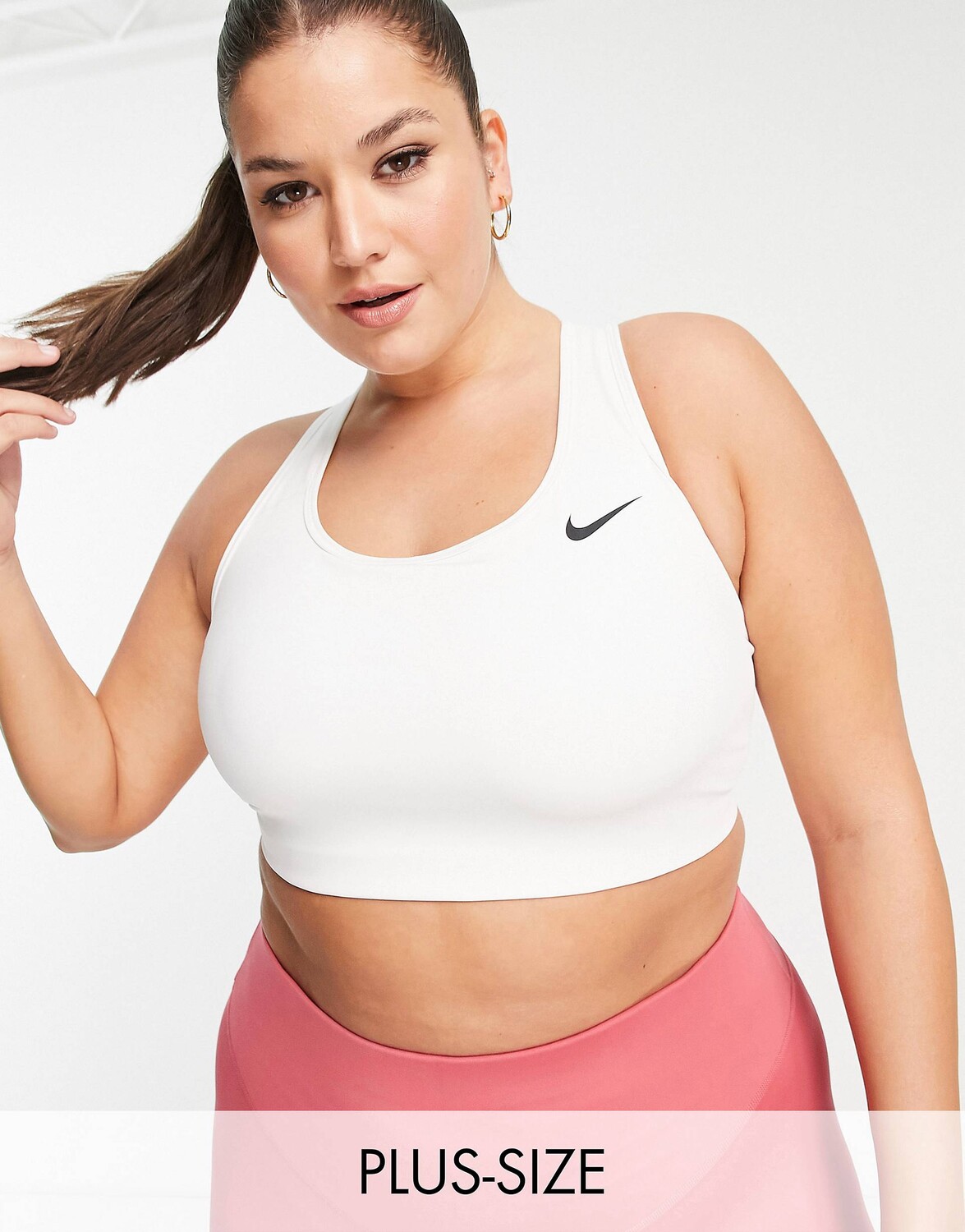 

Белый спортивный бюстгальтер со средней поддержкой Nike Training Plus Swoosh Dri-FIT