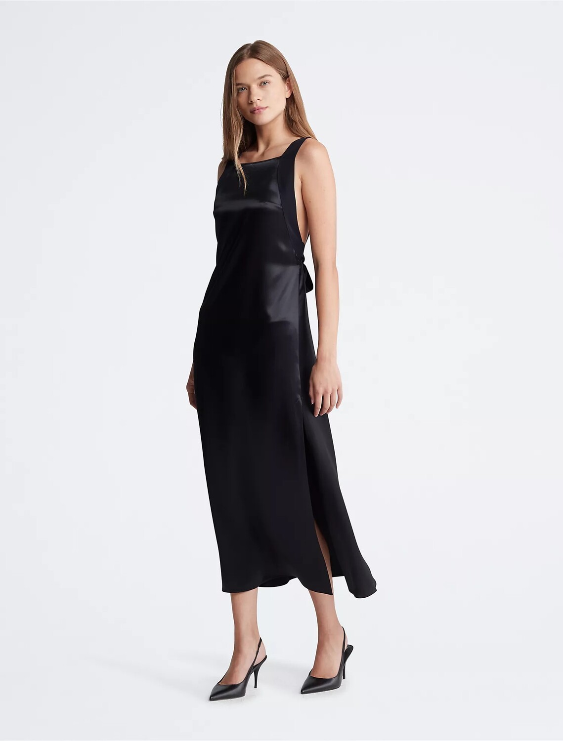 

Платье Calvin Klein Satin Maxi Tank, черный