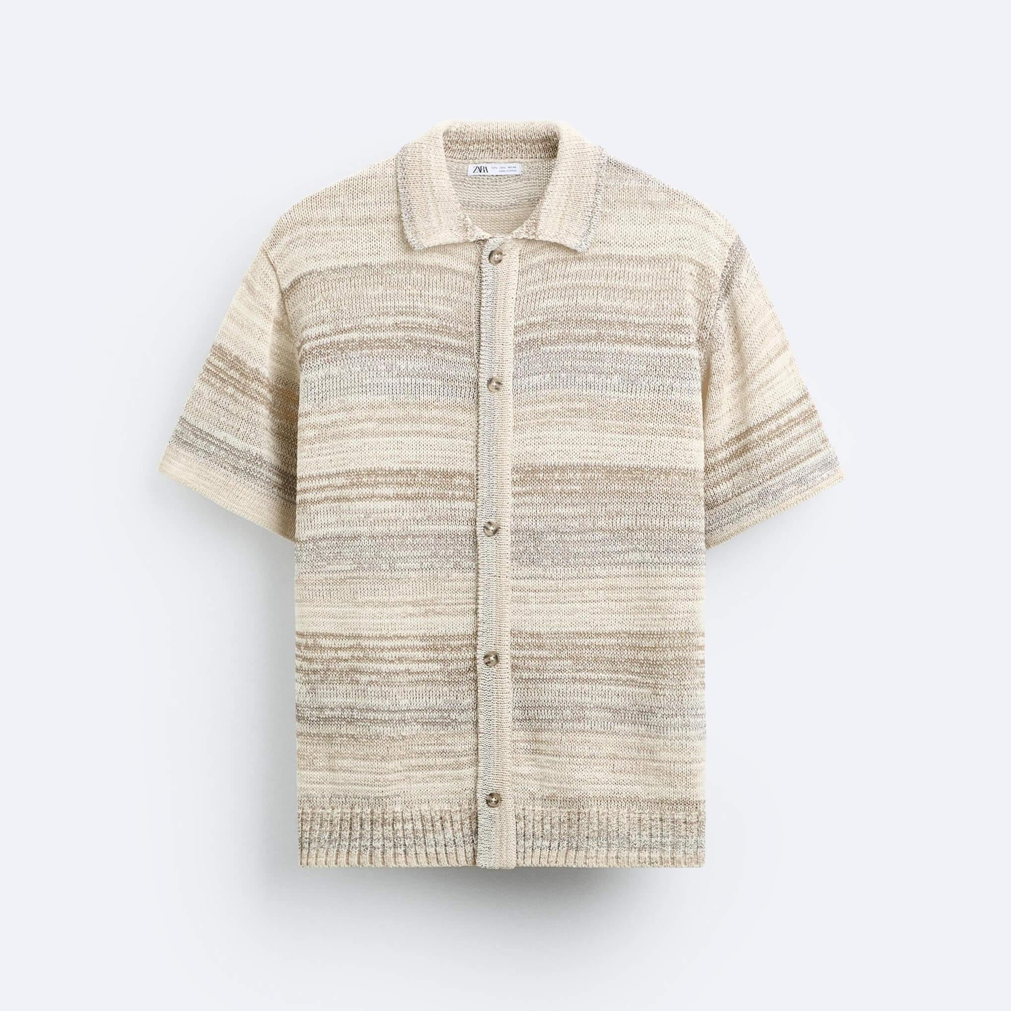 Рубашка Zara Cotton Blend Knit, бежевый