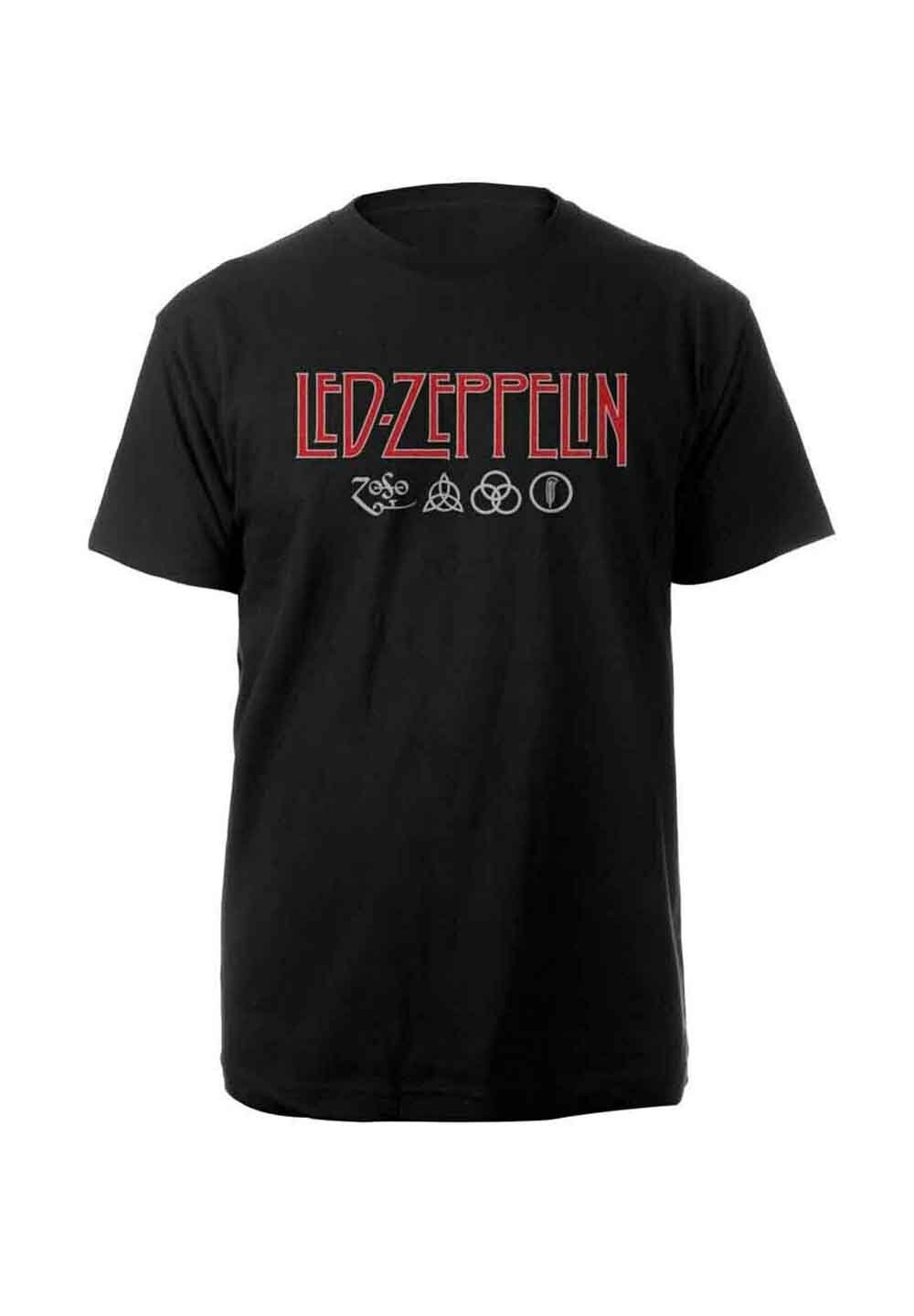 

Футболка с принтом LED ZEPPELIN LOGO AND SYMBOLS Paradiso Clothing, черный