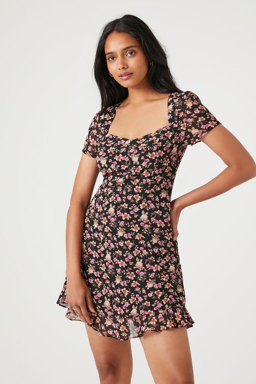 

Мини-платье с цветочным принтом Ditsy Forever 21, черный