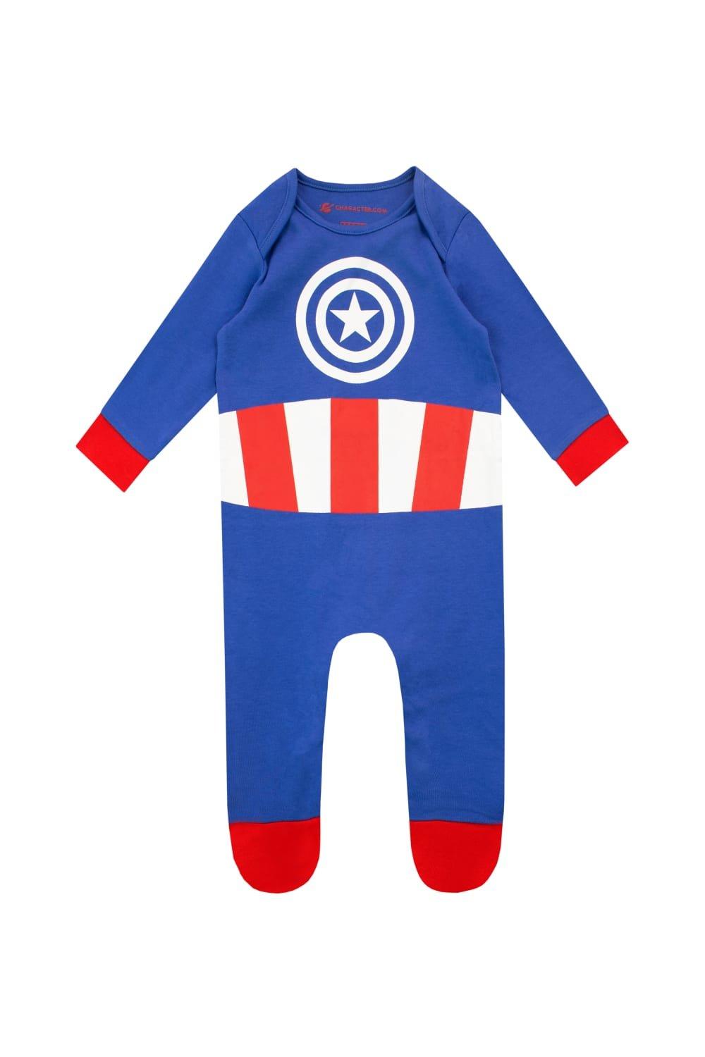 Комбинезон для сна с изображением Капитана Америки и Мстителей для маленьких мальчиков Marvel, синий рюкзак капитана америки marvel синий