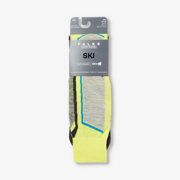 Трикотажные носки до колена с абстрактным узором SK4 из смесовой шерсти Falke Ergonomic Sport System, зеленый