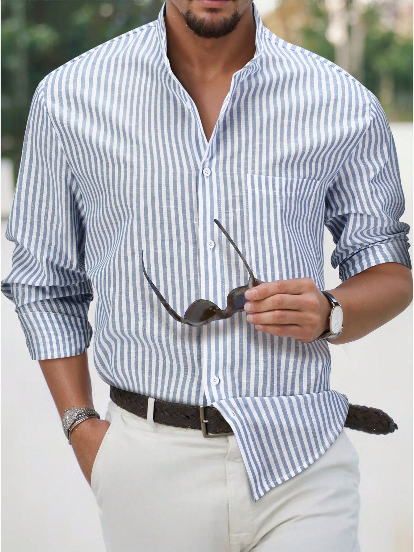 Мужская рубашка в полоску с длинным рукавом Manfinity EMRG больших размеров, многоцветный