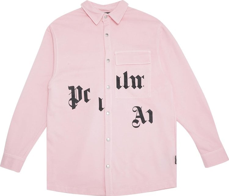 Рубашка Palm Angels Broken Logo Button Down Shirt 'Pink/Black', розовый - фото