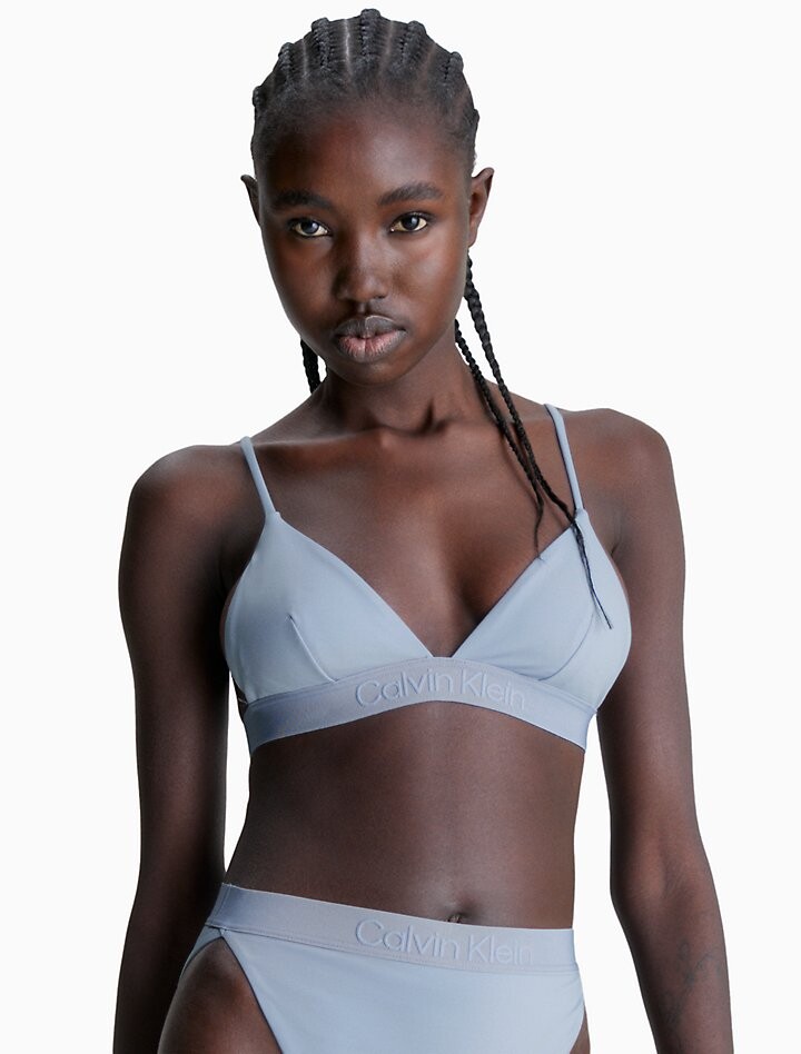 

Верх бикини с треугольными чашечками в тон Core Calvin Klein, синий