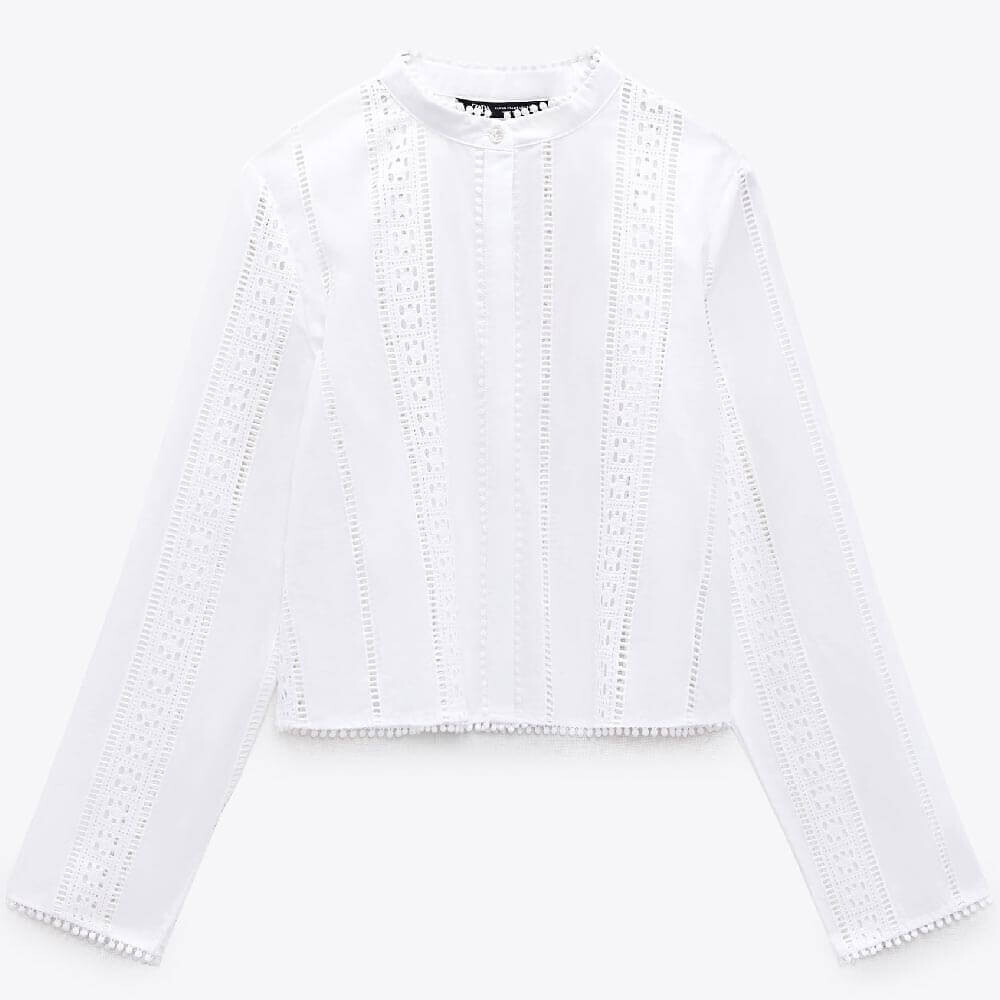 

Рубашка Zara Cutwork Embroidery, белый