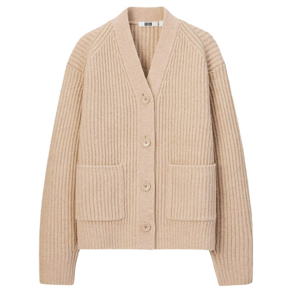 

Кардиган Uniqlo U premium Lambswool Ribbed, бежевый (Размер XXL)