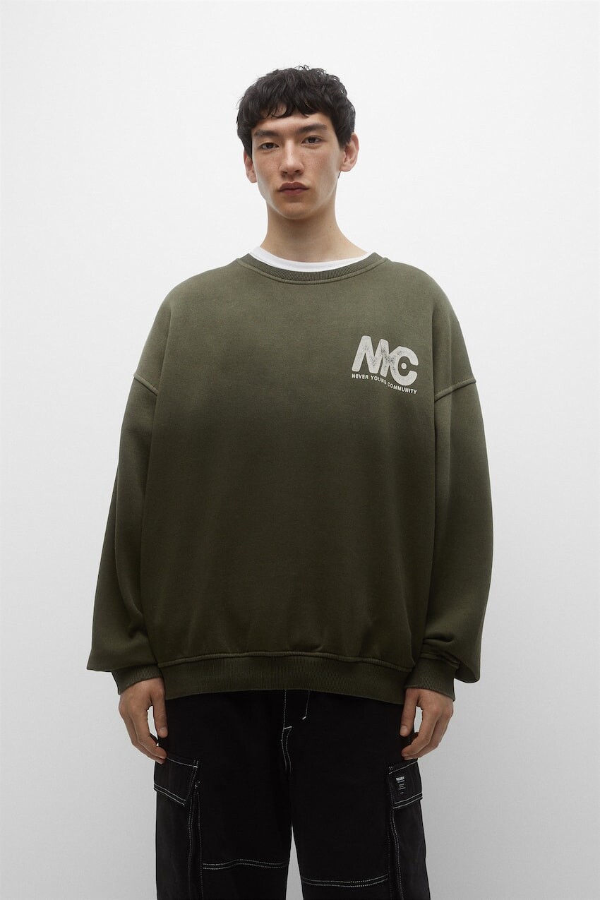 

Толстовка с принтом в стиле «омбре» Pull&Bear, зеленый