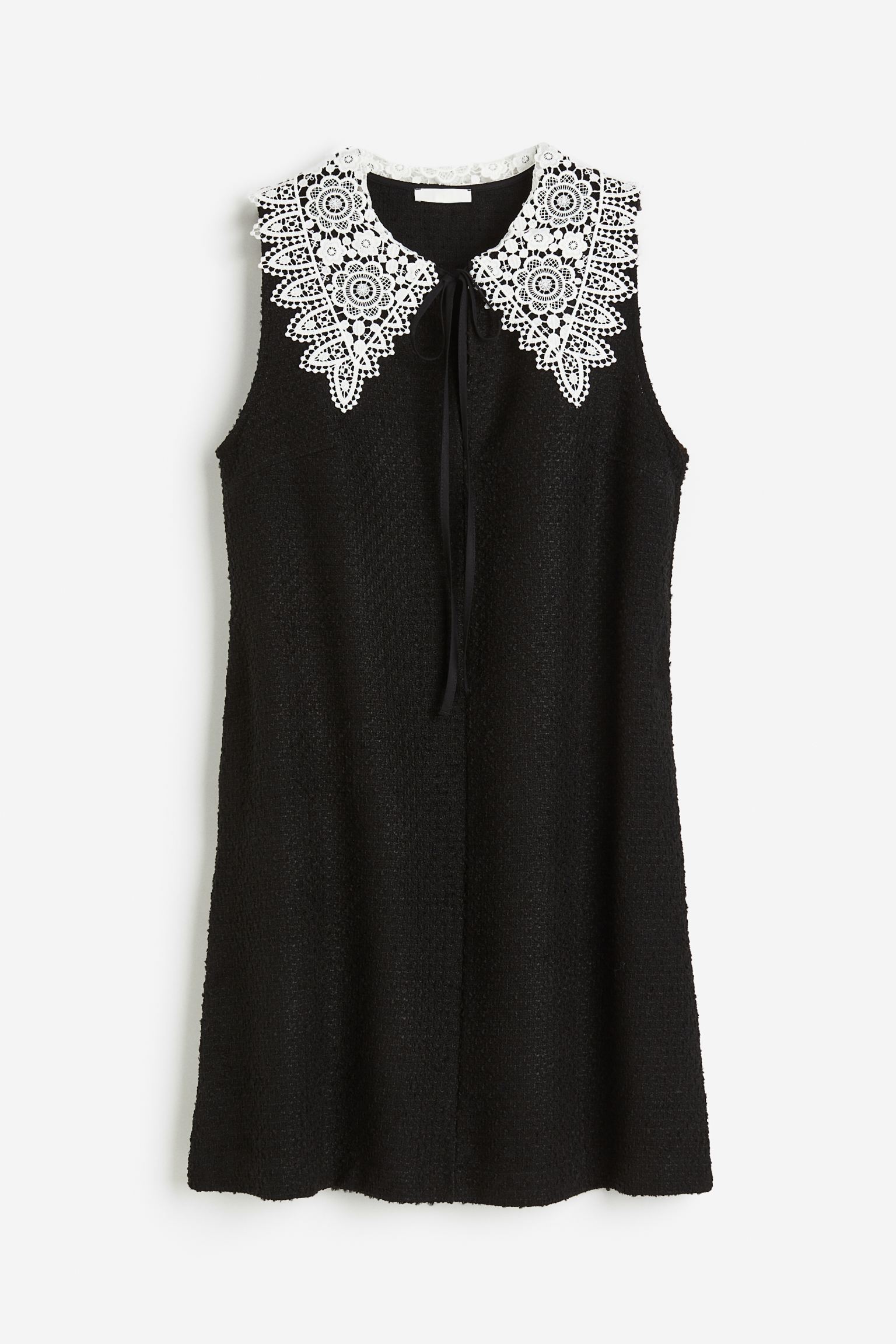 Платье H&M Bouclé With Lace Collar, черный