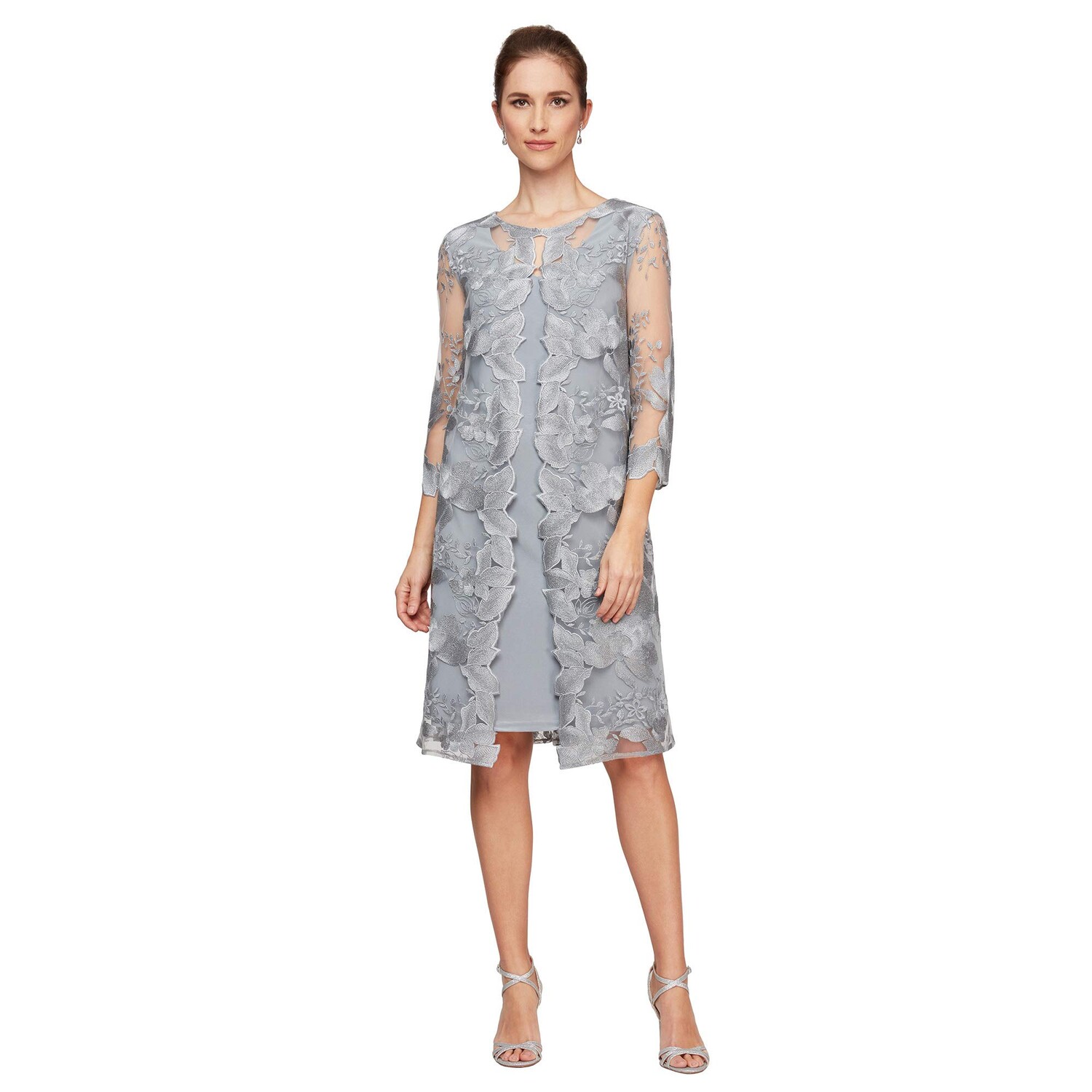 

Платье Alex Evenings, Short Embroidered Elongated Mock Jacket Dress