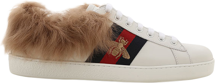 Кроссовки Gucci Wmns Ace Wool Embroidered Bee, белый - фото