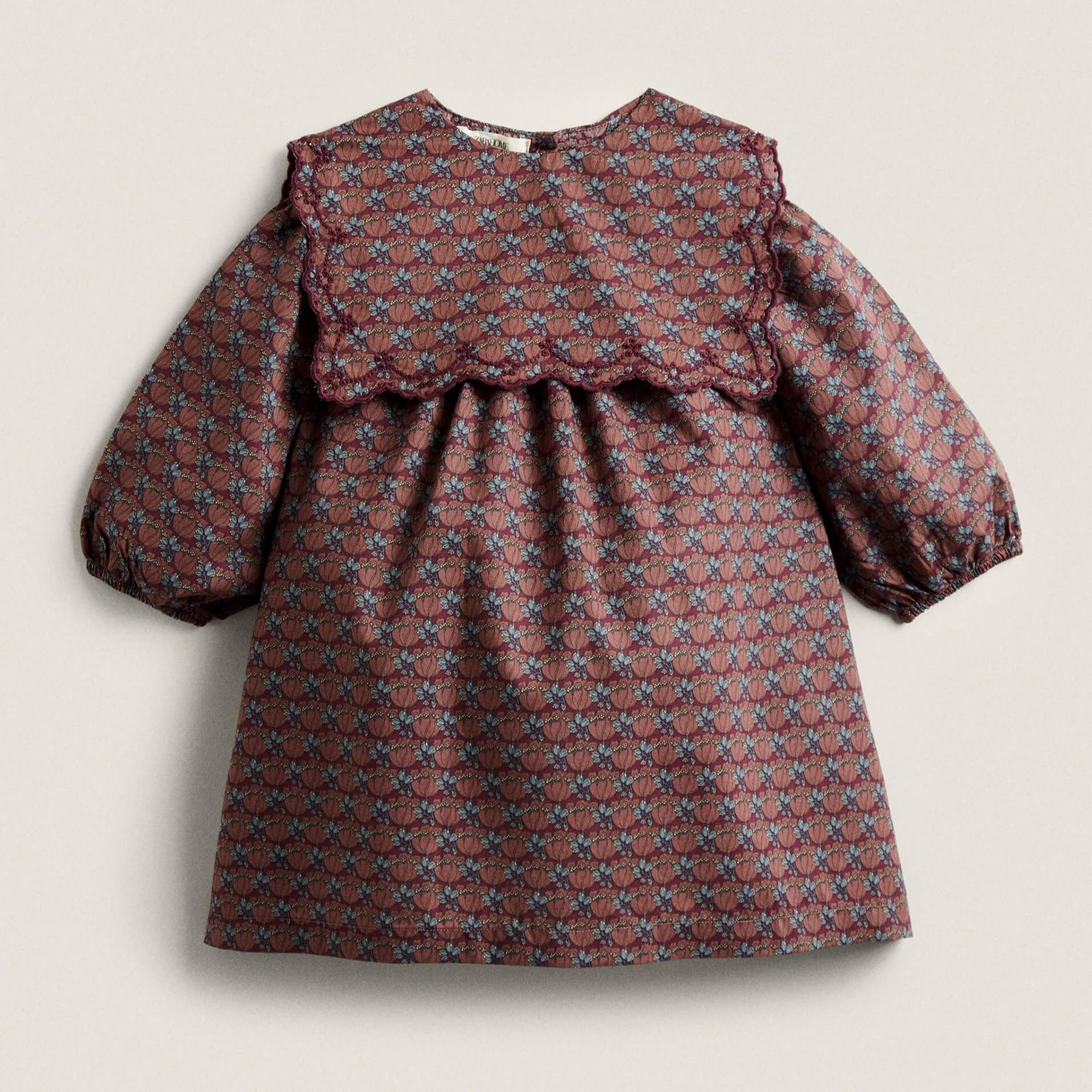 Платье Zara Home Made With Liberty Fabric Children’s платье с длинными рукавами из мольтона с цветочным принтом 12 лет 150 см каштановый