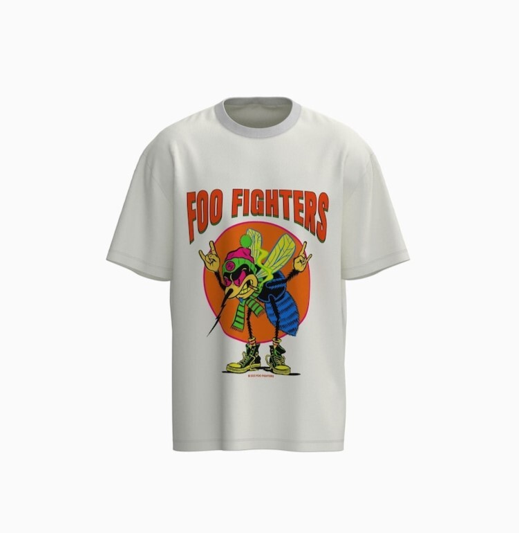 

Футболка Bershka Foo Fighters Print Boxy Fit Short Sleeve, белый