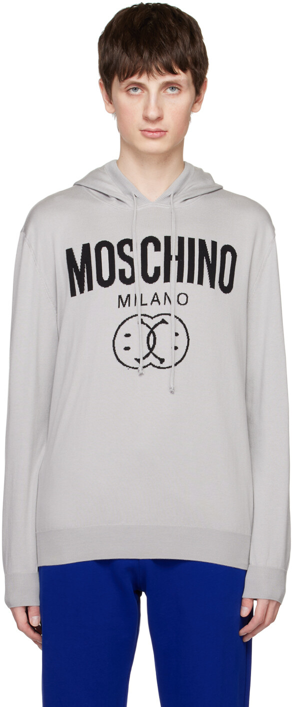 

Серый худи с двумя смайликами Moschino
