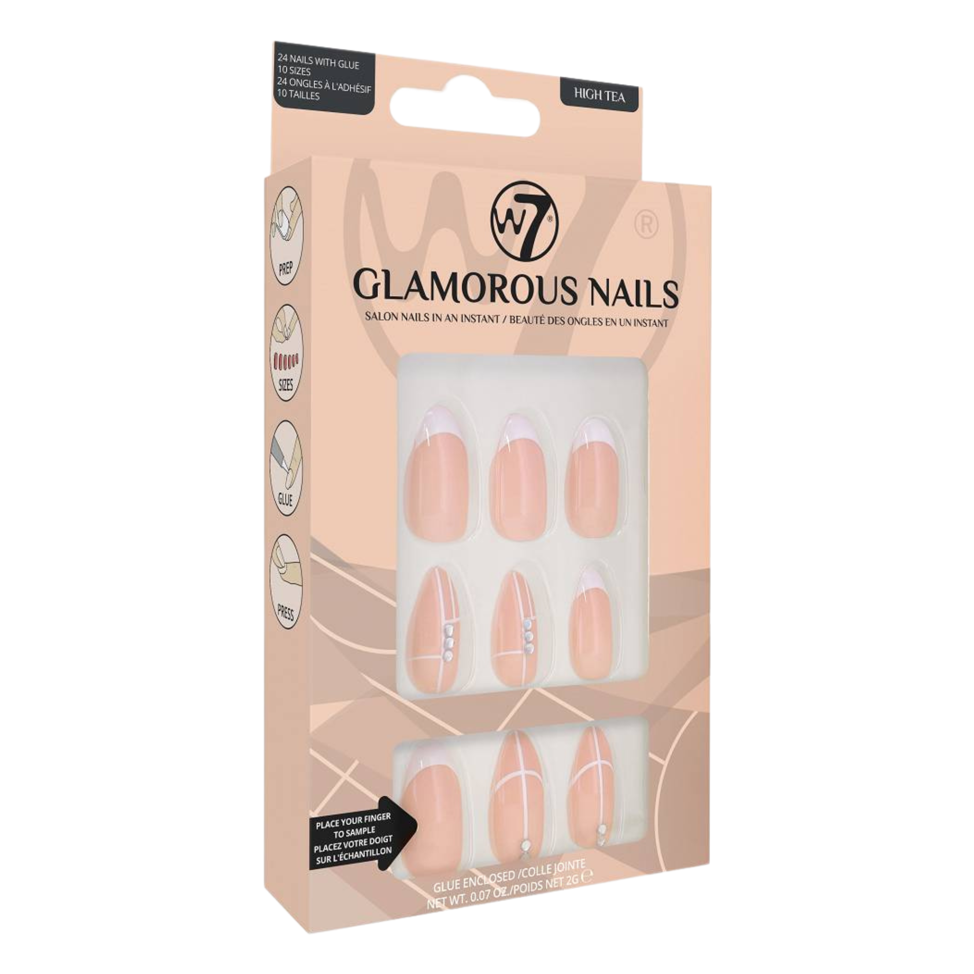 

W7 Glamorous Nails накладные ногти High Tea, 24 шт/1 упаковка