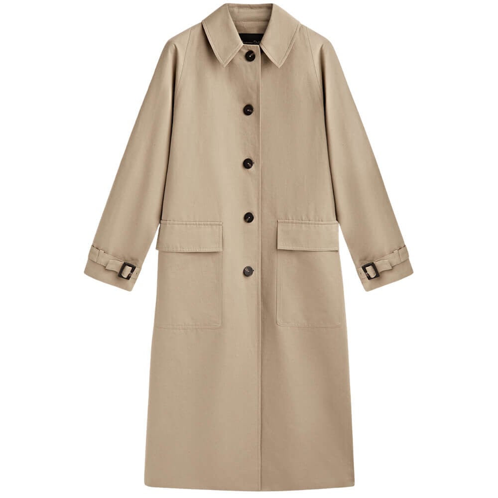 Тренч Massimo Dutti Cotton And Linen Blend, дымчатый – заказать из-за ...