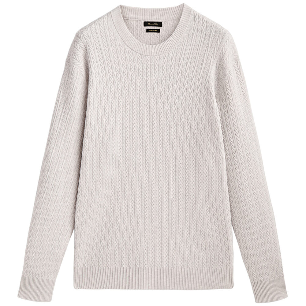 

Джемпер Massimo Dutti Cable Knit With A Crew Neck, светло-бежевый