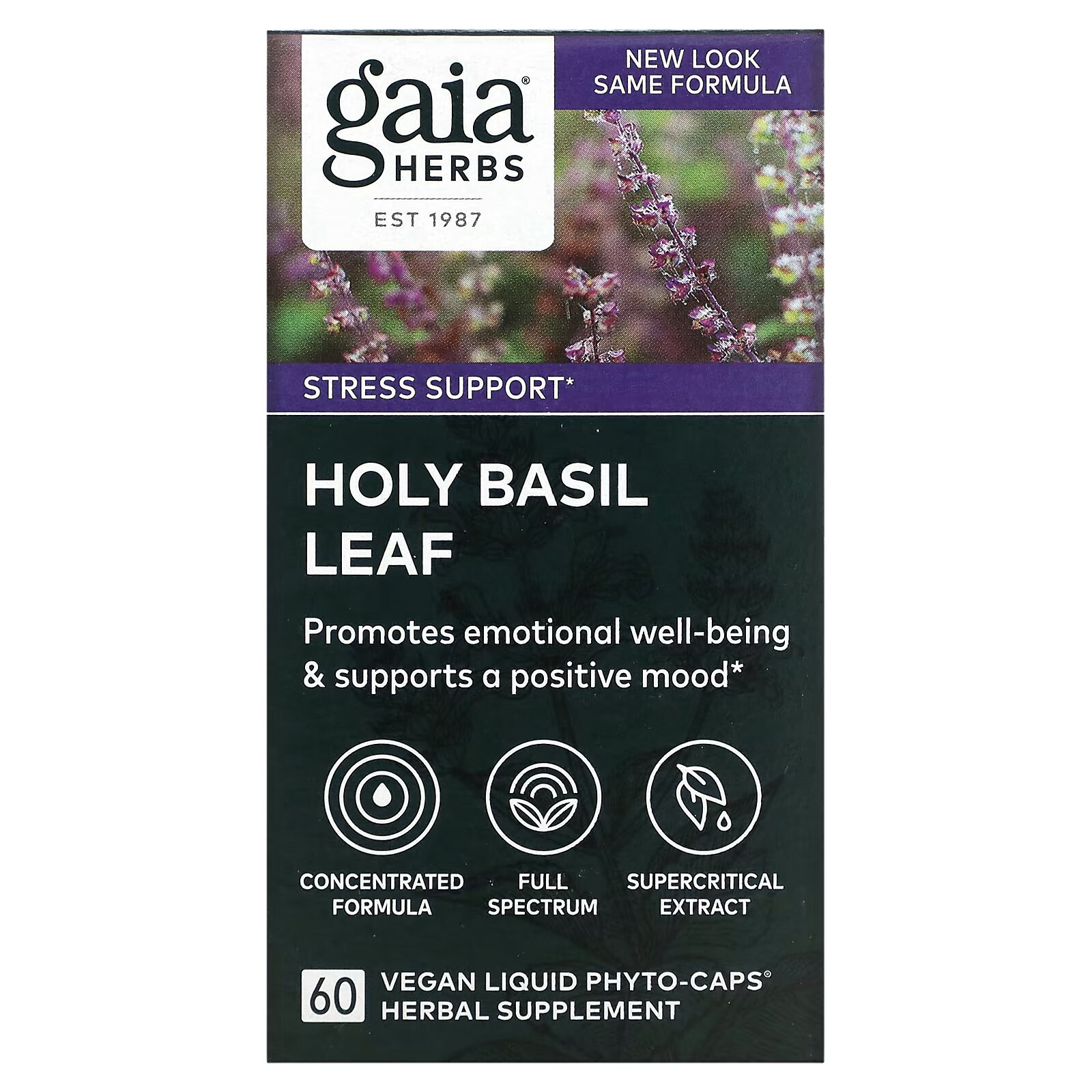 Gaia Herbs, лист базилика священного, 60 веганских фито-капсул с жидкостью gaia herbs лист базилика священного 60 веганских фито капсул с жидкостью