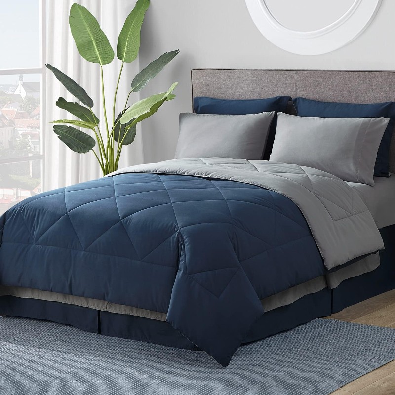 Комплект двуспального постельного белья Bedsure Twin, 5 предметов, синий фланелевое флисовое одеяло kaopey легкое удобное плюшевое одеяло из микрофибры для кровати дивана