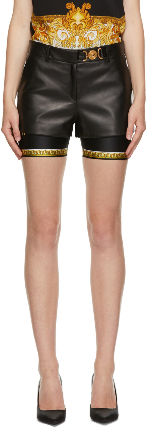 

Черные кожаные шорты Versace