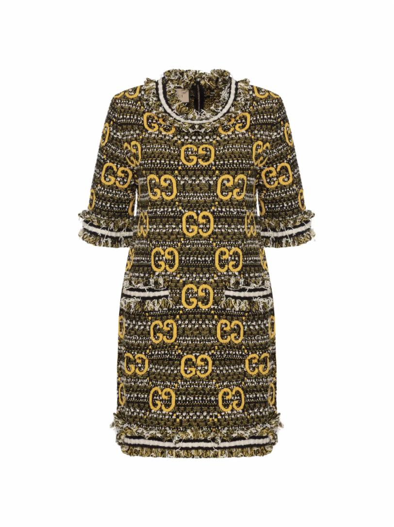Твидовое платье с монограммой Gucci