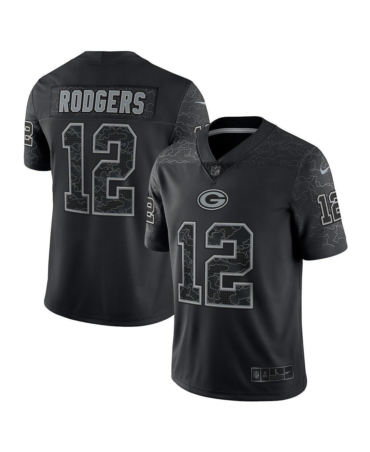

Мужская футболка aaron rodgers black green bay packers rflctv limited jersey Nike, черный