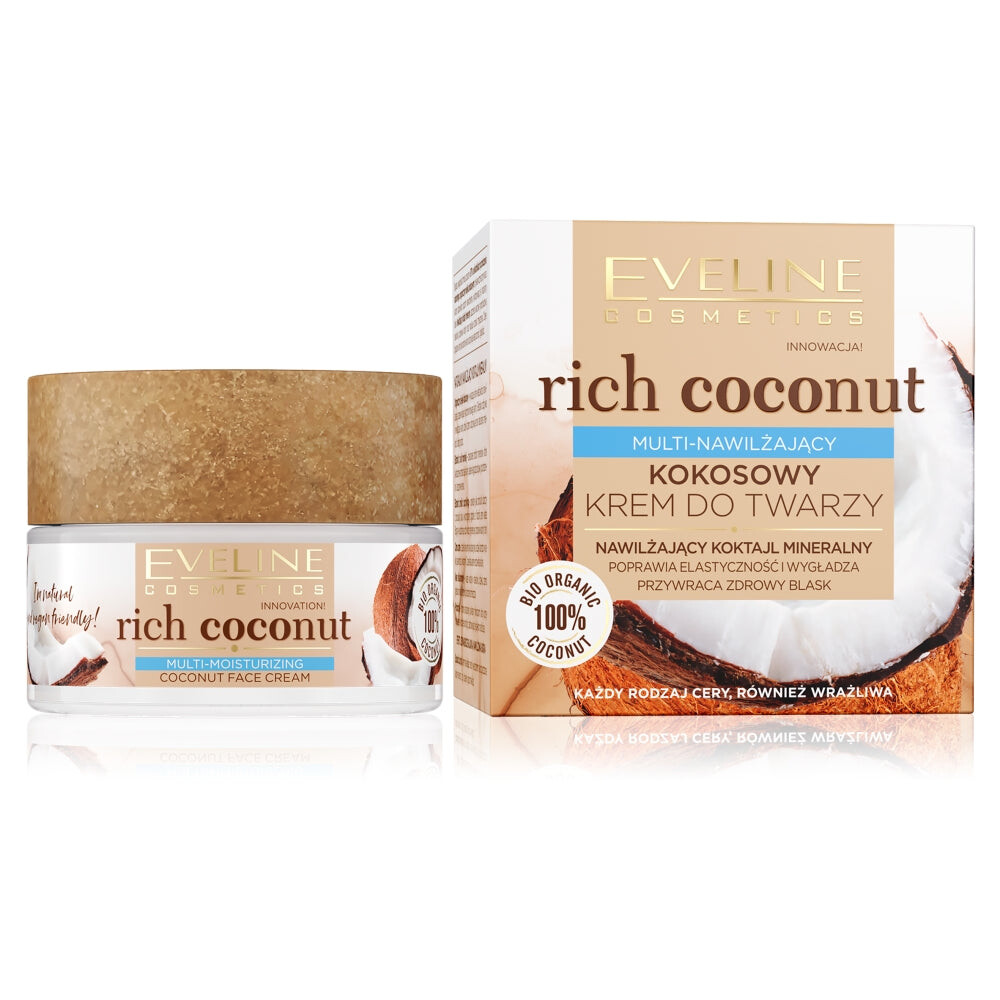 

Eveline Cosmetics Rich Coconut мультиувлажняющий кокосовый крем для лица 50мл