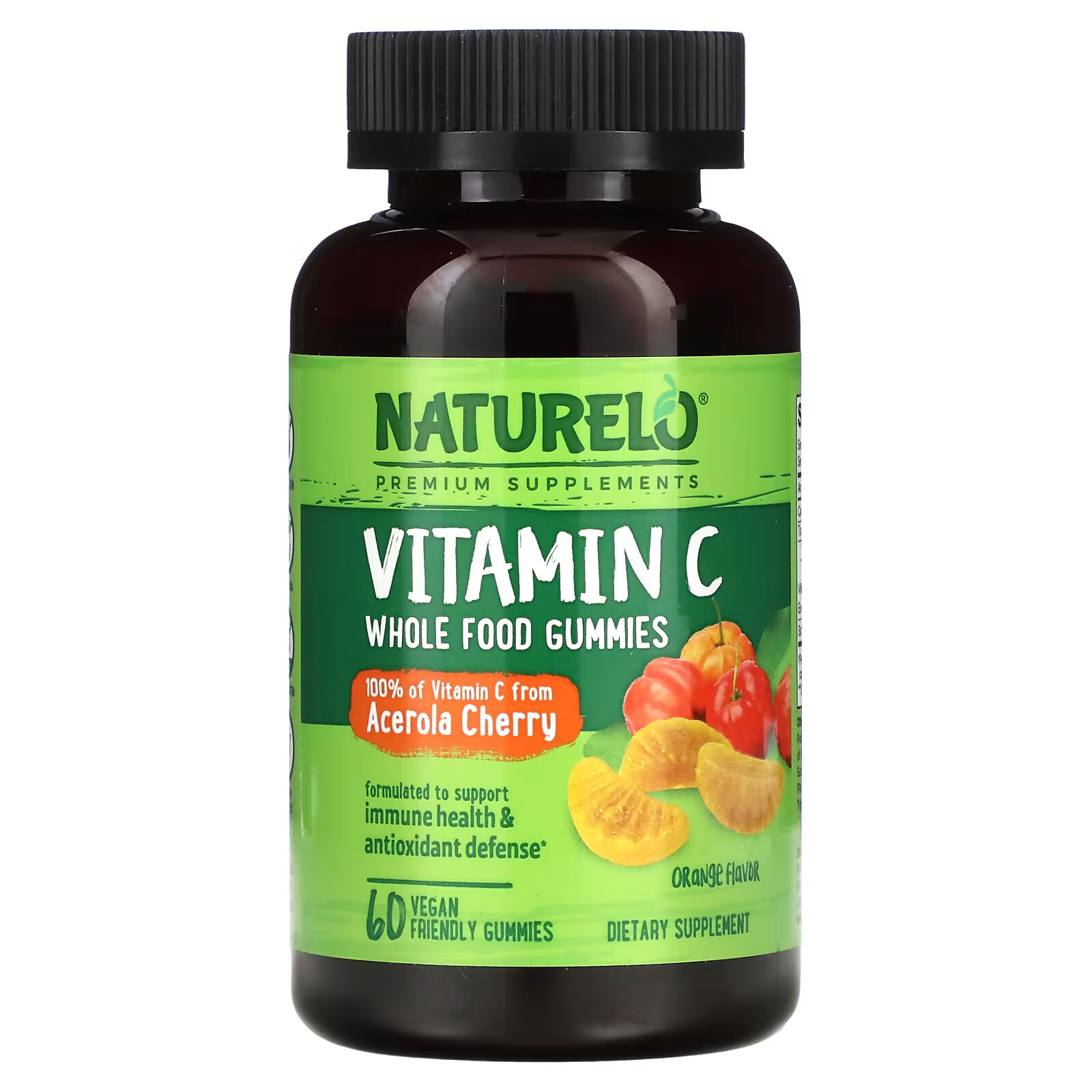 NATURELO, Витамин C, жевательные мармеладки из цельных продуктов, апельсин, 60 веганских жевательных таблеток