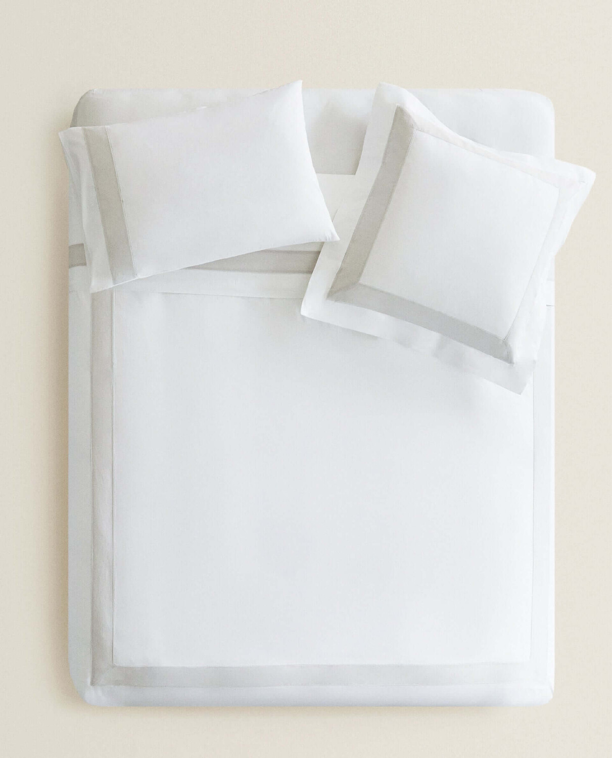 

Пододеяльник Zara Home With Linen Border, белый/серый