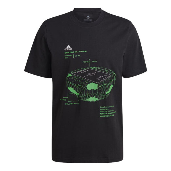 

Футболка Adidas x LEGO Crossover Soccer/Football Casual Sports Short Sleeve Japanese version Black, Черный
