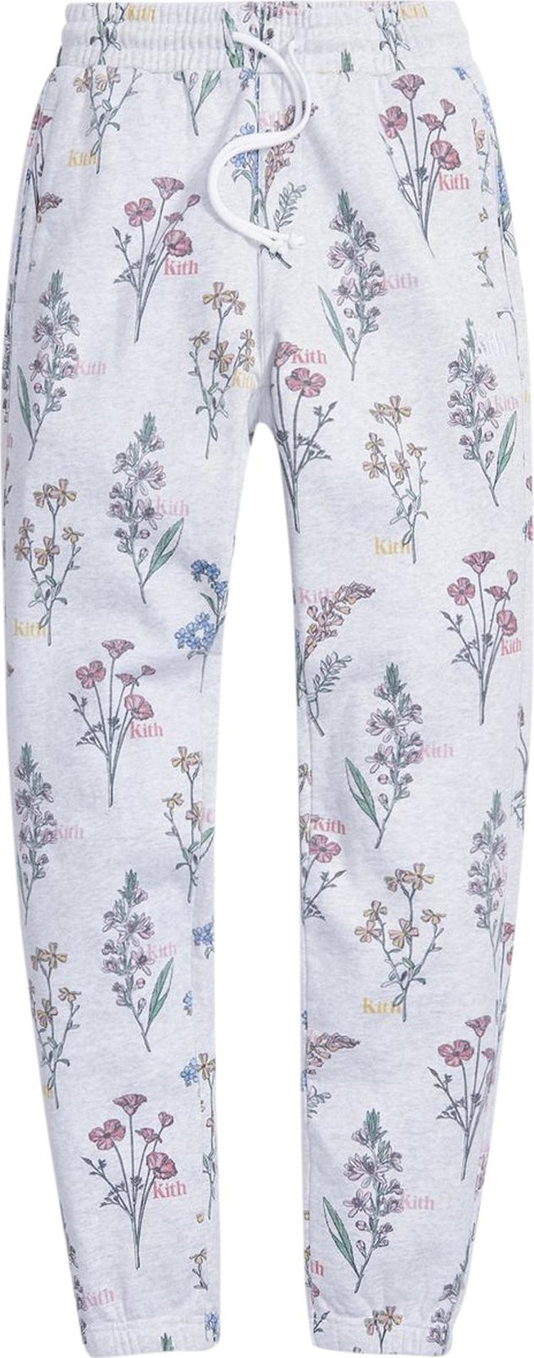 Спортивные брюки Kith Botanical Floral Williams I Sweatpant 'Light Heather', серый - фото