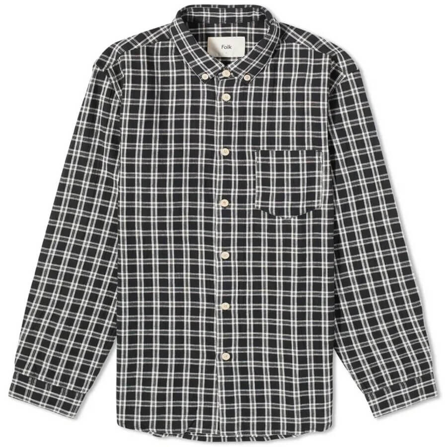 

Рубашка в клетку Folk Relaxed Fit, черный/белый