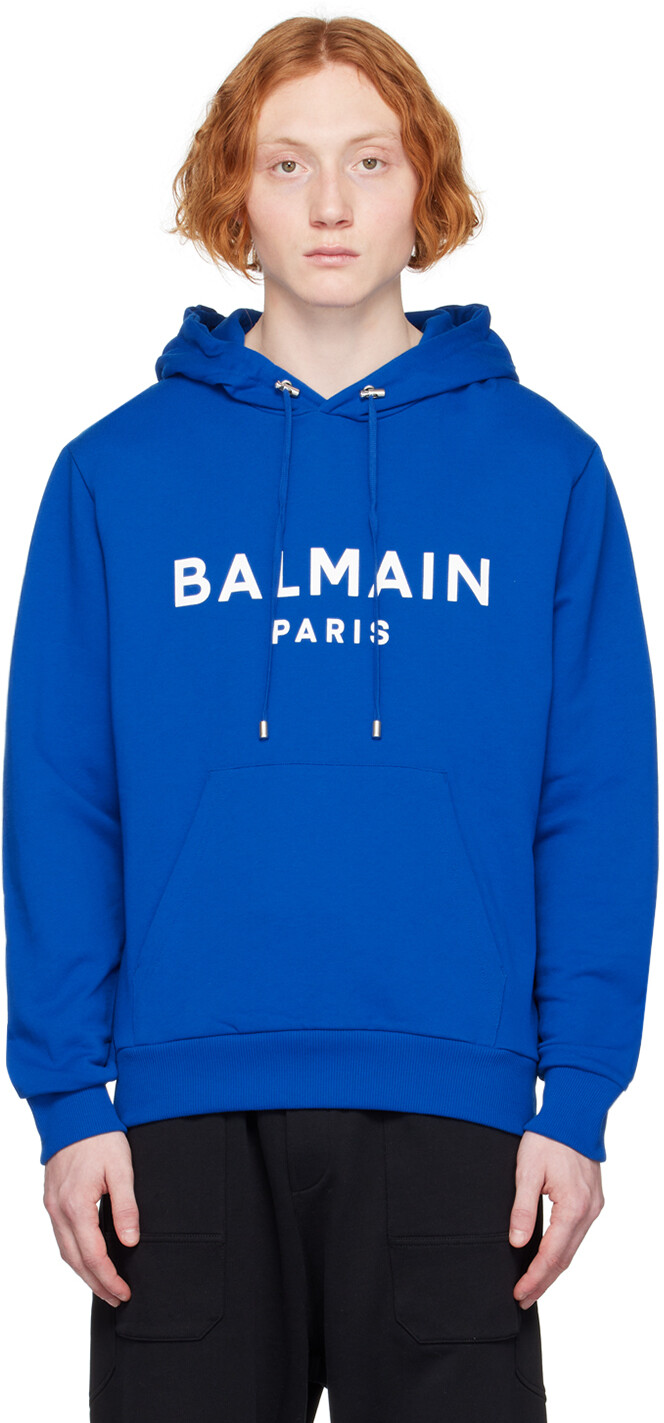 

Синяя худи с принтом Balmain