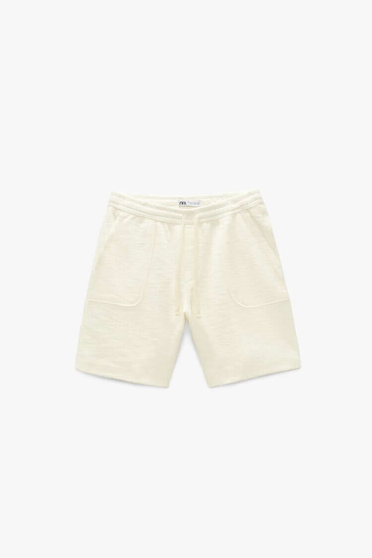 

Шорты Zara Textured Terry Bermuda, экрю