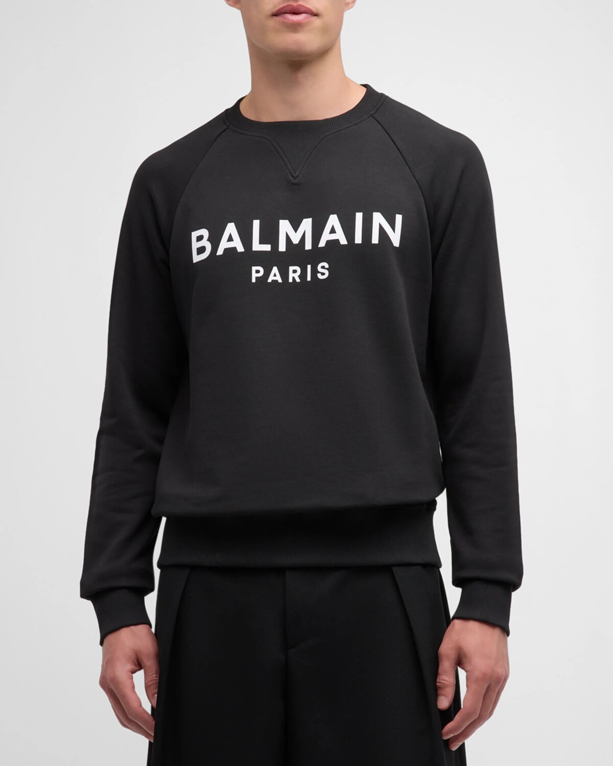 

Мужской свитшот с логотипом реглан Balmain, цвет Blk/White