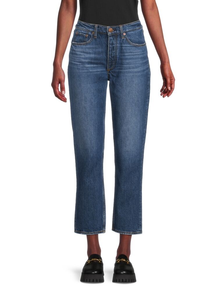 

Джинсы Nina до щиколотки с высокой посадкой и бакенбардами Rag & Bone, синий