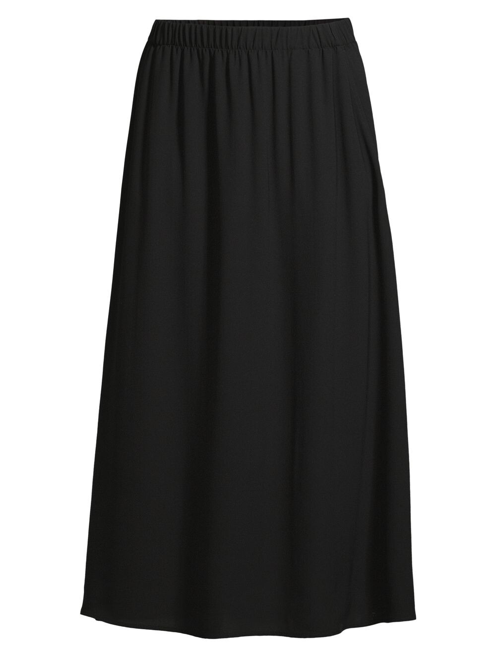 

Эластичная шелковая юбка-миди Eileen Fisher, черный
