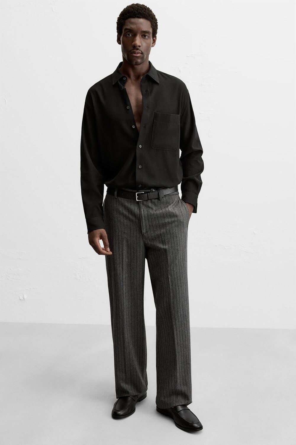 Кожаные пенни-лоферы ZARA, черный
