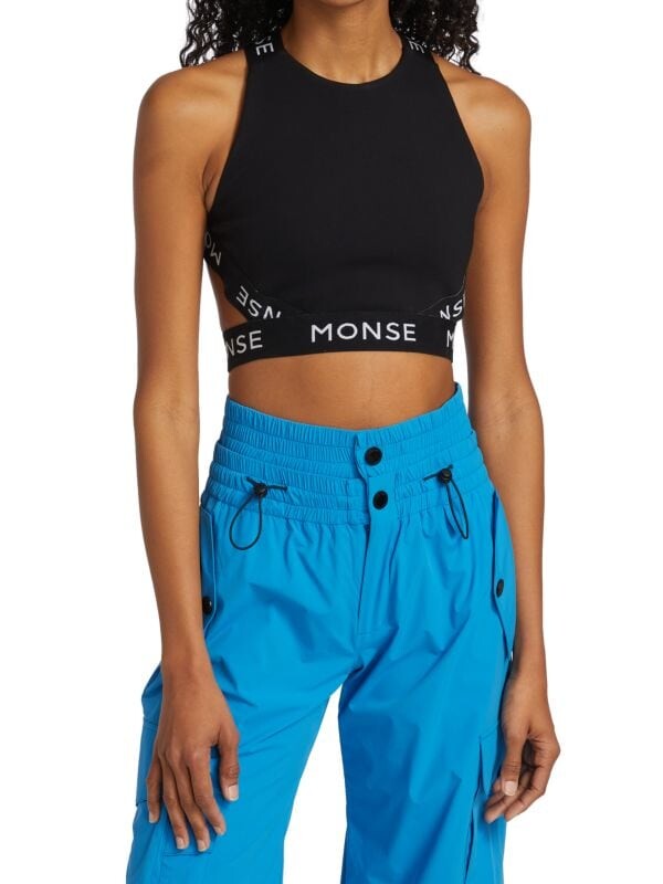 

Укороченный топ Monse со спортивным логотипом и лямкой на шее, чёрный