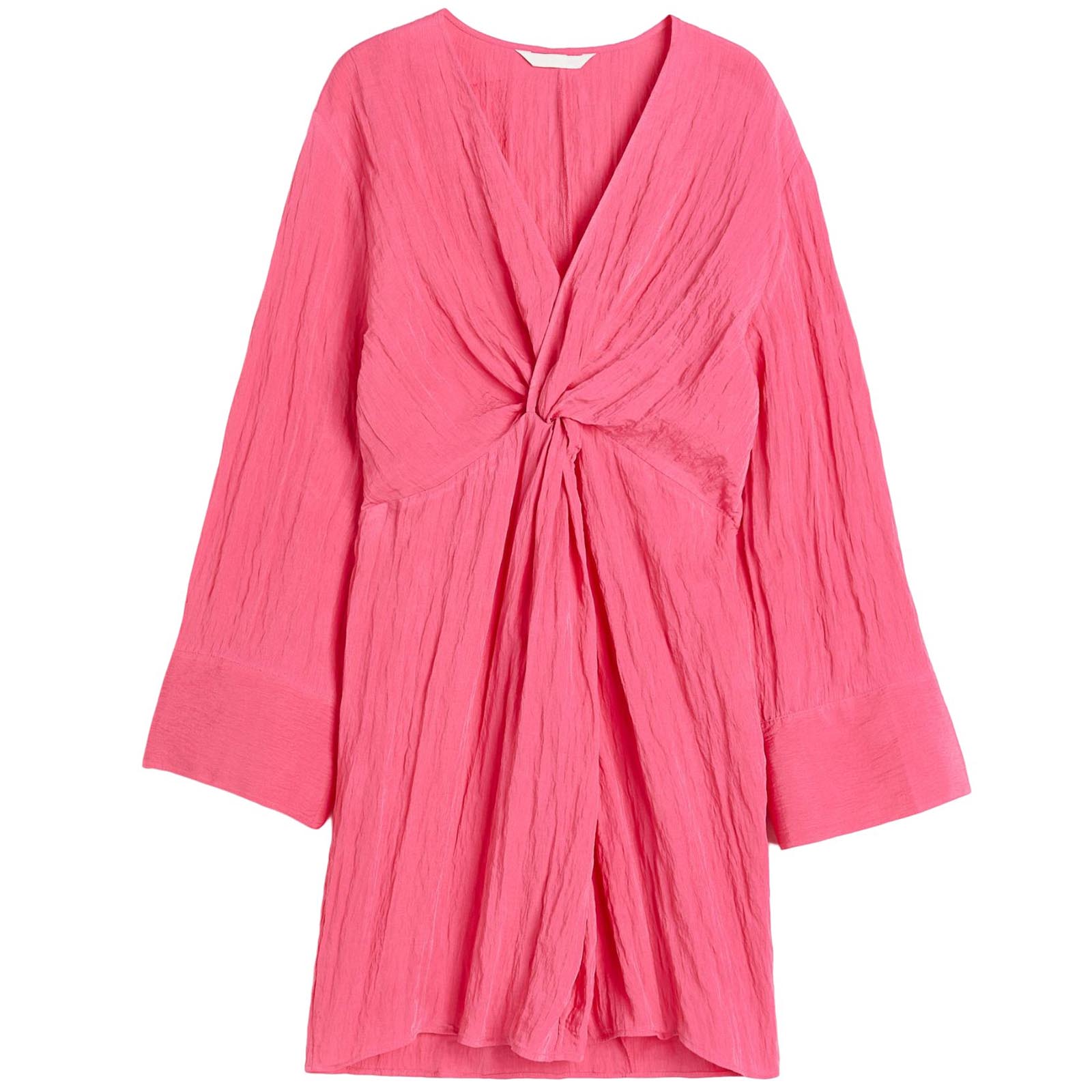 Платье H&M Textured-weave Knot-detail, розовый